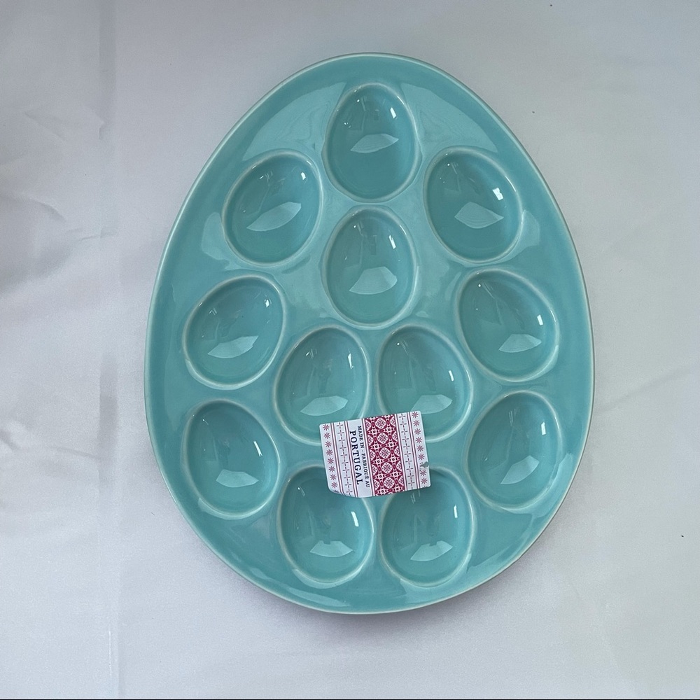 Blue Ceramic Egg Tray